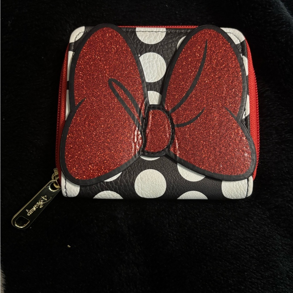 Disney Polka Dot Wallet with Red Glitter Bow